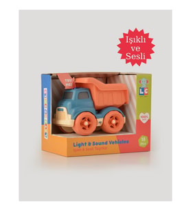 Let's Be Child Sesli ve Işıklı Minik Kamyon 31016 Lacivert - Turuncu Kasalı, Çocuklar İçin Oyuncak Kamyon