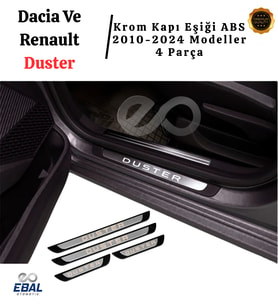 Dacia Ve Renault Duster 2010-2024 Modeller Krom Kapı Eşiği 4 Parça P. Çelik Abs Çerçeve (Gümüş)
