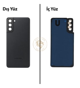 Samsung S21 Plus Siyah Arka Pil Kapağı Batarya Kapağı Lazer Kesim Back Cover