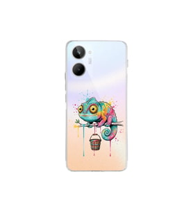 Realme 10 4G ile Uyumlu Splash Bukalemun Tasarımlı Şeffaf Silikon Kılıf