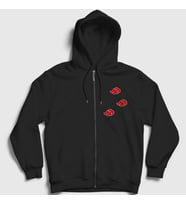 Presmono Unisex Siyah Akatsuki Anime Naruto Fermuarlı Kapüşonlu Sweatshirt 131817tt