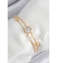 Pirinç Zirkon Taşlı Pırlanta Model Gold Renk Kadın Bileklik 5886 - SSSSSS8166-8431