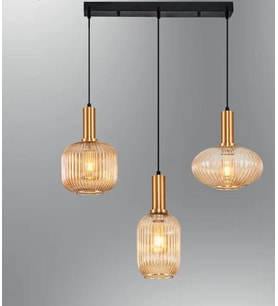 MYLİGHTS RUSTİK  ÜÇLÜ BAL CAMLI  MASA ÜSÜT SARKIT AVİZE  60 CM KASA 