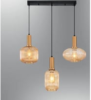 MYLİGHTS RUSTİK  ÜÇLÜ BAL CAMLI  MASA ÜSÜT SARKIT AVİZE  60 CM KASA 