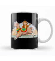 Monkey Riding Llama Animal Friend Monkeying Around Kupa Bardak Porselen