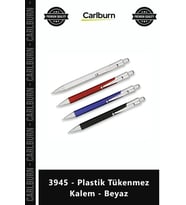 Özel Üretim Promosyon Kurumsal Logo Baskılı Kaliteli Reklam 3945 Plastik Tükenmez Kalem Beyaz