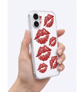 İphone 17 Kırmızı Dudak / Öpücük Desenli Şeffaf Telefon Kılıfı - SSSSSS6369-2228