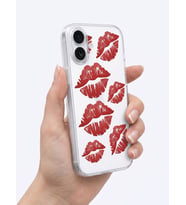 İphone 17 Kırmızı Dudak / Öpücük Desenli Şeffaf Telefon Kılıfı - SSSSSS6369-2228