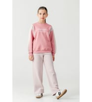 Kız Çocuk Make Your Baskılı 3 İplik Kalın Kışlık Eşofman Takımı Ak4227 (Pembe)