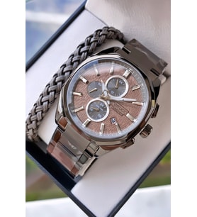 Ferrucci Function Erkek Kol Saati – Çelik Kordon, Kahverengi Kadran, Takvim & Dual Time