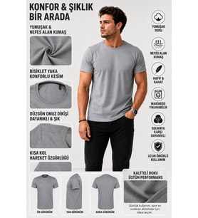 LUXIC CORE unisex Basic Tişört %100 Pamuk Bisiklet Yaka Rahat Kesim