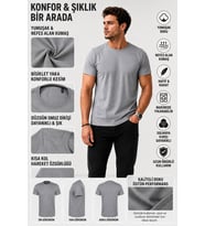 LUXIC CORE unisex Basic Tişört %100 Pamuk Bisiklet Yaka Rahat Kesim