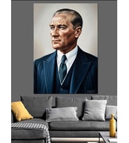 Mustafa Kemal Atatürk Dekoratif Kanvas - Mdf Ahşap Tablo