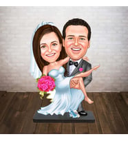 KİŞİYE ÖZEL KARİKATÜR çiçekli gelin damat BİBLOSU