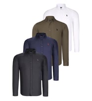 DÖRTLÜ SET G725 DEWBERRY ERKEK GÖMLEK-SİYAH-BEYAZ-LACİVERT-YEŞİL (Karışık)