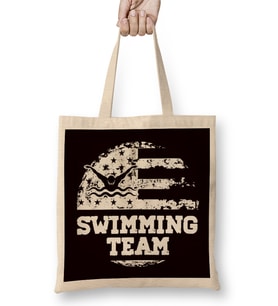 Swimming Team American US Flag Swimmer Swim Athlete Coach Bez Çanta Uzun Saplı