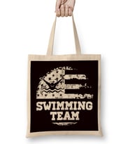 Swimming Team American US Flag Swimmer Swim Athlete Coach Bez Çanta Uzun Saplı