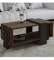 Meleni Orta Sehpa – 90 cm Modern Tasarım – Raflı (Antrasit - Ceviz)