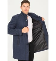 PLT8386 DEWBERRY ERKEK PALTO-DİAGONAL SİYAH-MAVİ