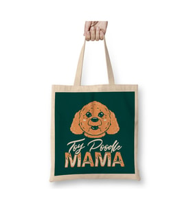 Toy Poodle Mama Dogs Köpek Beyaz Bez Çanta Uzun Saplı Alışveriş Çantası Plaj Çantası