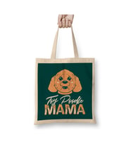 Toy Poodle Mama Dogs Köpek Beyaz Bez Çanta Uzun Saplı Alışveriş Çantası Plaj Çantası