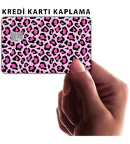 Pembe Leopar Kart Kaplama Sticker Kart Etiketi