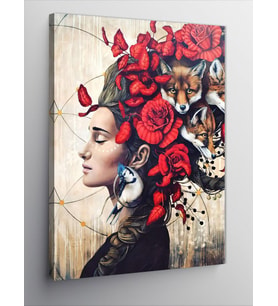 Kanvas Tablo Tilkiler Ve Kadın