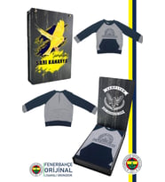Fenerbahçe Orijinal Fb Logo Sarı-Lacivert Bebek Sweat Hediyelik Ahşap Kutulu (Gri)