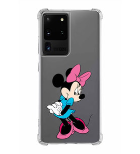 Samsung Galaxy S20 Ultra  Köşe Korumalı Antişok Kapak Minnie Mouse Tasarımlı Şeffaf  Kılıf