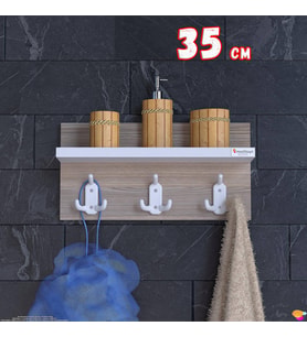Modilayn Kedi Serisi 3’lü Banyo Askısı Seti: 31,4x18 cm, 9 Kancalı Raflı Düzenleyici