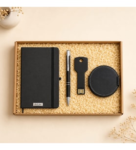 Kişiye Özel Premium Ofis Hediye Seti İsim Baskılı Defter, Kalem, 16 Gb Usb Bellek Ve Bardak Atlığı