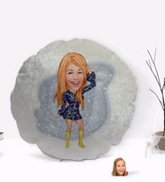BK Gift Kişiye Özel Kadın Dansçı Karikatürlü Yuvarlak Dekoratif Kırlent Yastık-3