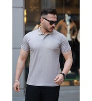 Erkek Yakalı Kagi Kumaş Kısa Kollu T-shirt