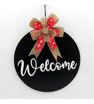 Lora Davet Ahşap Kapı süsü welcome (1 Adet) Siyah - 54238