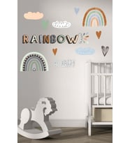 Rainbow-Be Happy Çocuk Odası Duvar Sticker Dekorasyon Seti Model 2 (Karışık)