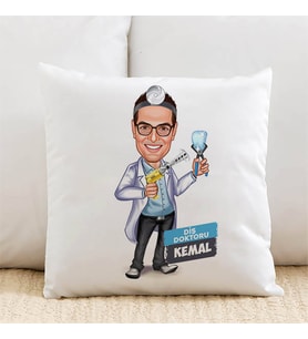 Kişiye Özel Karikatürlü Erkek Diş Doktoru Yastık