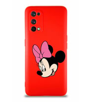 Realme 7 Pro Soft Premier Kapak Minnie Mouse-B Tasarımlı Silikon Kılıf - Kırmızı (Şeffaf)