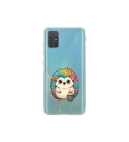 Samsung Galaxy A51 ile Uyumlu Splash Kirpi Tasarımlı Şeffaf Silikon Kılıf