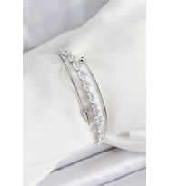 Pirinç Gümüş Renk Arpa Zirkon Taşlı Kadın Bileklik - TJ-BB7064