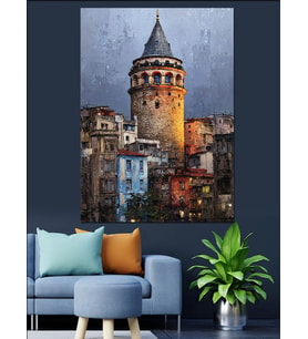 İstanbul Galata Kulesi Şehir Dekoratif Kanvas - Mdf Ahşap Tablo