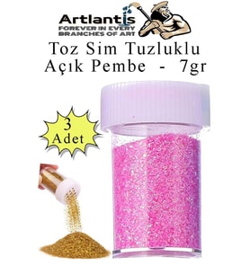 Açık Pembe Toz Sim Tuzluklu 7 gr 3 Adet Renkli Toz Sim Epoksi Reçine Okul Etkinlik Dekarasyon Slime