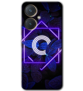 Vivo Y27 Kılıf HD Desen Baskılı Kılıf - Dark Neon Yaprak O Harfi