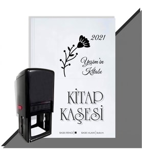 Kişiye Özel Çiçek Buketi 20 2021 Otomatik Kitap Kaşesi (Siyah)