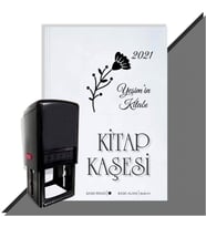 Kişiye Özel Çiçek Buketi 20 2021 Otomatik Kitap Kaşesi (Siyah)