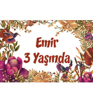 Sonbahar ve Kuşlar Temalı Doğum Günü Afişi -1 35X50 cm