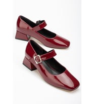 ST-006 Bordo Rugan Günlük 4 cm Topuklu Bayan Ayakkabı (Bordo)