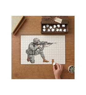 Siper Alan Asker Tasarımı 240 parça Ahşap Puzzle Ahşap Kutuda MP03549