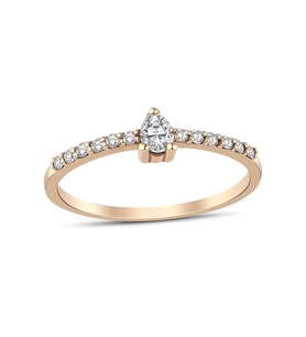 0.26 Karat Pırlanta Damla Hafif Yüzük (Rose)