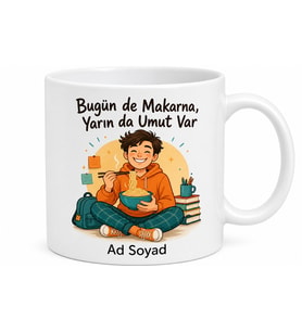 Bekar Evinin Vazgeçilmezi Makarna Yiyen Öğrenci Çay Kupası Hediye Bardak