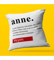 Kişiye Özel Anne Tasarımlı   Saten Kare Yastık (Beyaz)